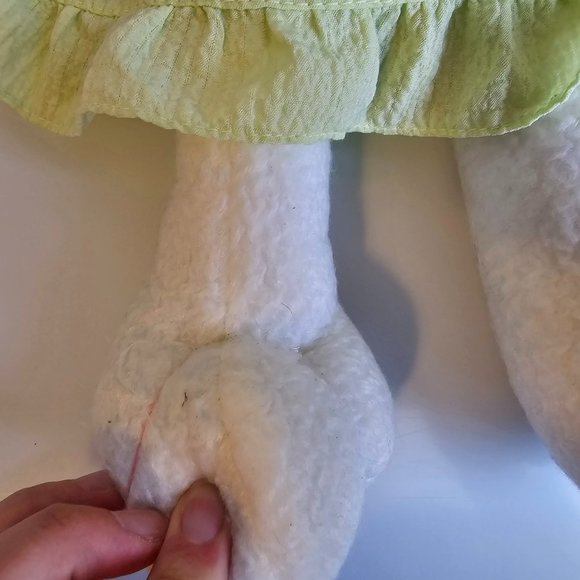 Decorative Easter Bunny Rabbit Plush White Green Floral Embroidered Dress 23" - Picture 5 of 12